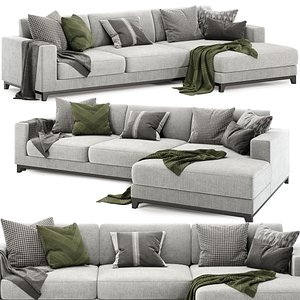 3D model Dallas left 3 seater chaise