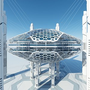 futuristic architectural 3d model