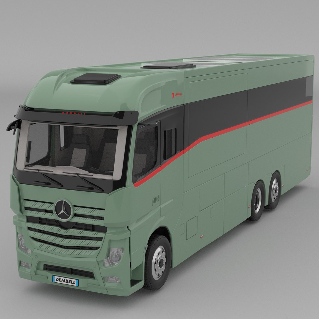 3D Dembell Motorhome Model M Green Color Class A Mercedes-Benz Actros ...