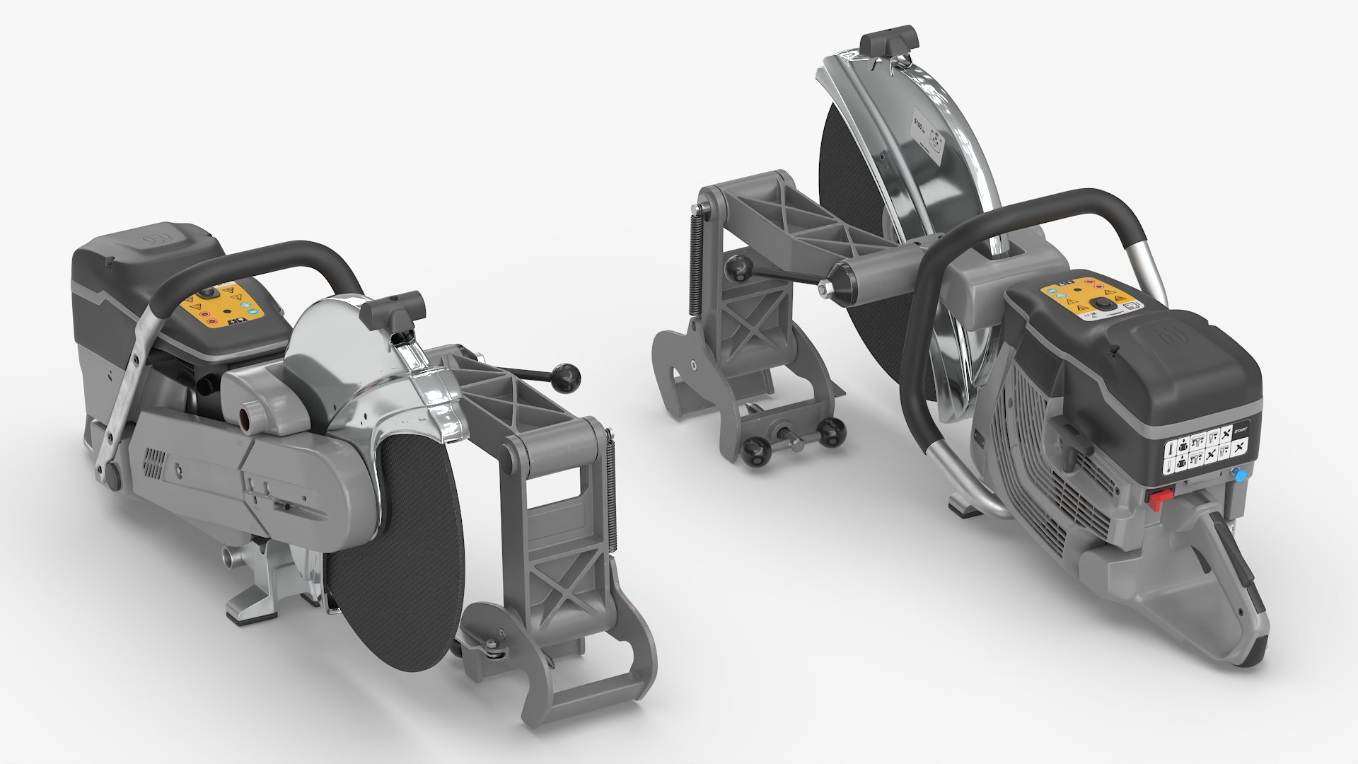Gas Powered Rail Saw with Clamp 3D model preview