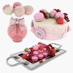 Pink dessert collection 3D model