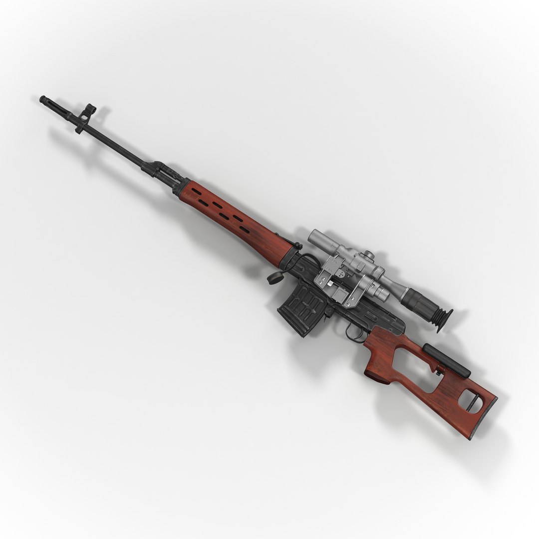 Russian SVD Rifle Wooden Handguard 3D model preview