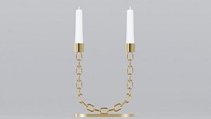 Alphabet U Gold Chain Candleholder 3D Model True PBR Renders Zero Cleanup UVs 4K PBR Textures 3D model