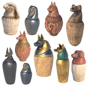 Egyptian jar collection 3D model