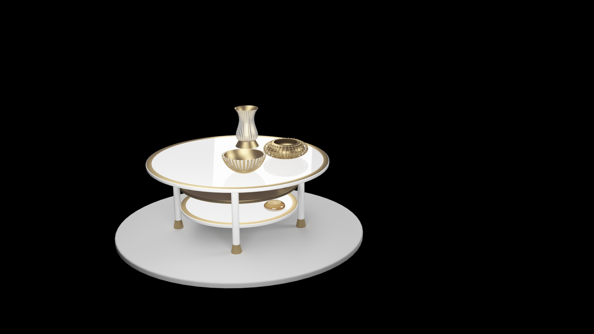 Coffee table gold vases 3D model TurboSquid 2154651