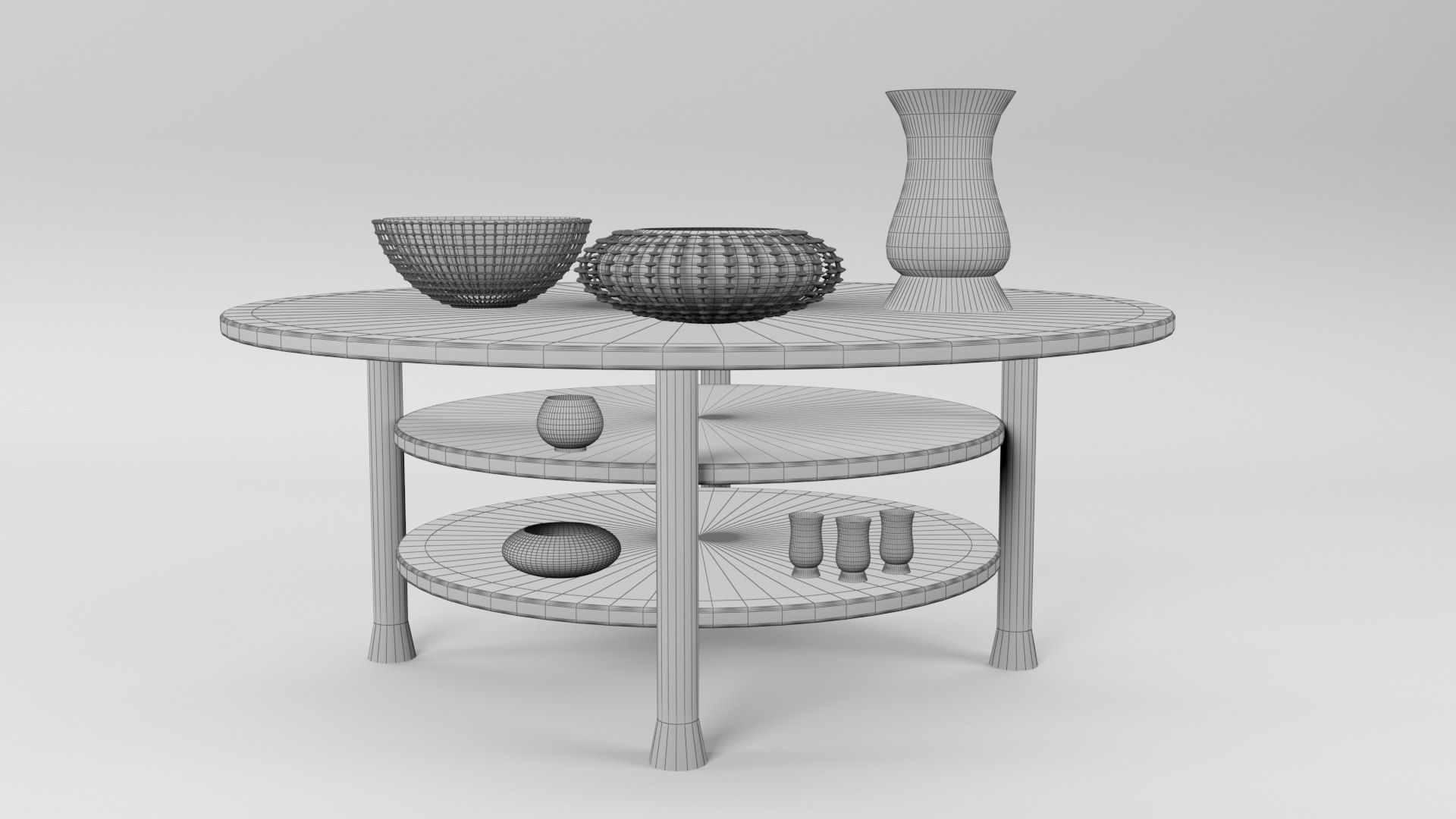 Coffee table gold vases 3D model TurboSquid 2154651