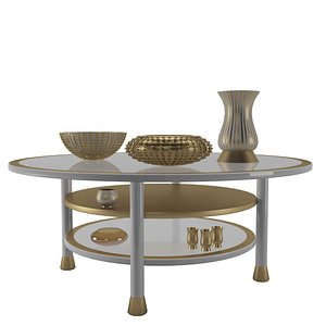 Coffee table  gold vases 3D model