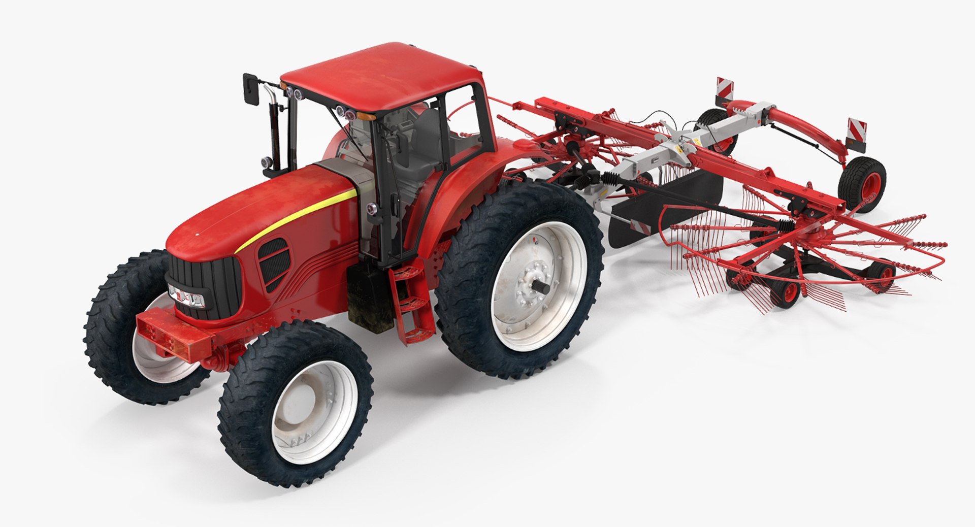 Tractor with Twin Rotary Rake Generic 3D model preview