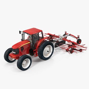 tractor twin rotary rake 3D model
