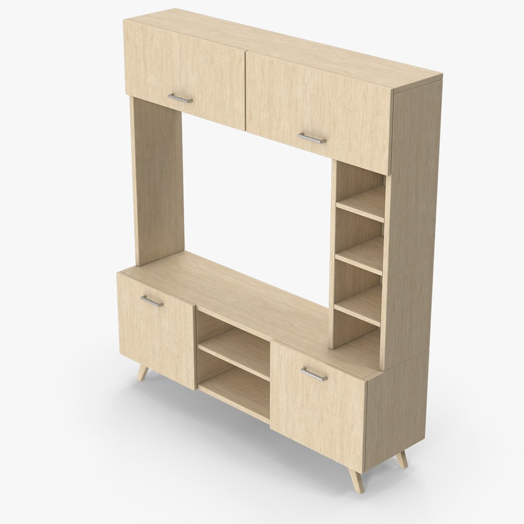 Wooden TV Stand 3D model TurboSquid 2055652