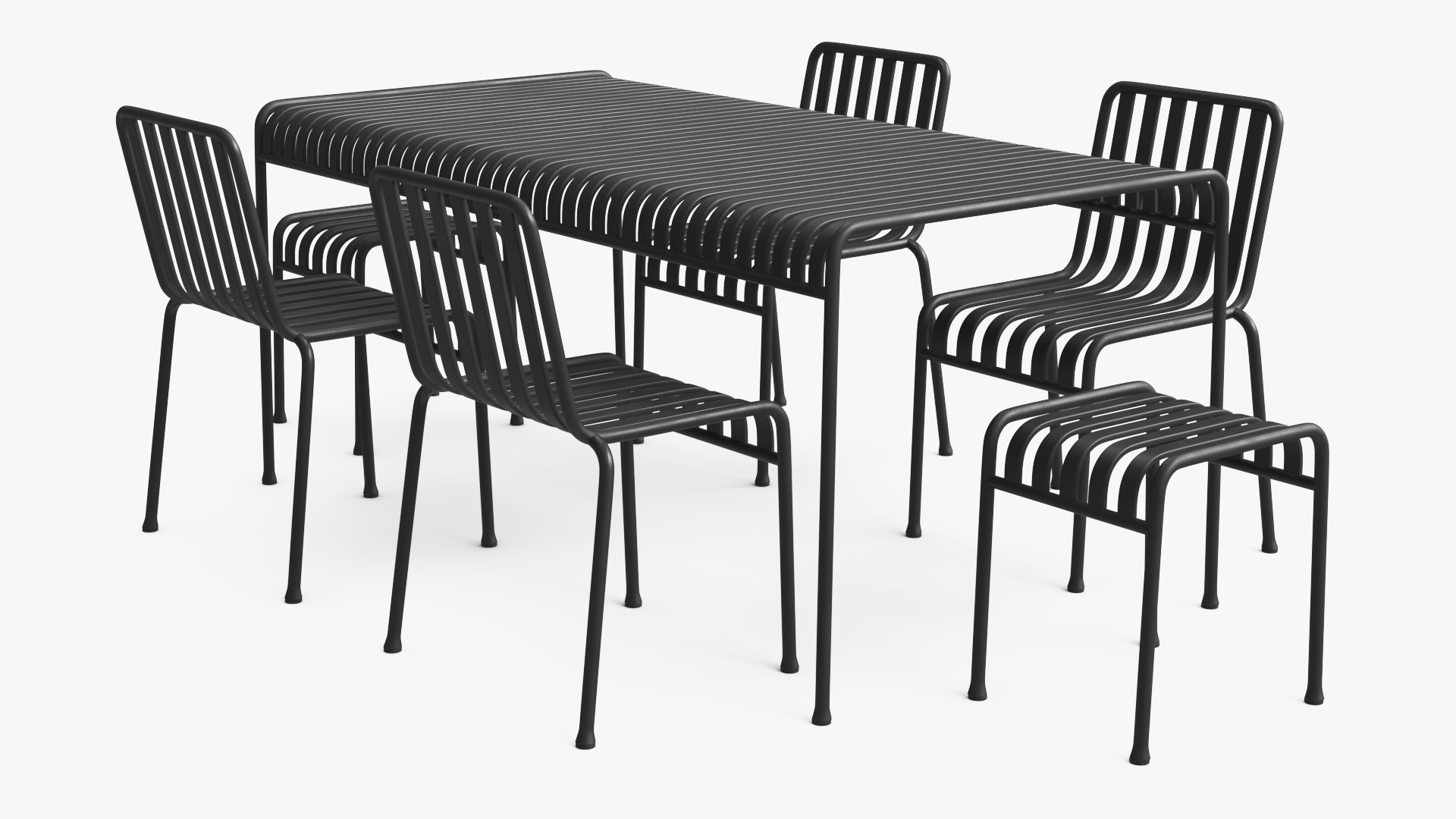 Hay Palissade Outdoor Dining Furniture Set Black 3D model preview
