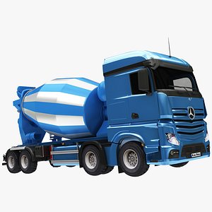 Concrete Cement Mixer Truck Blue 3D model