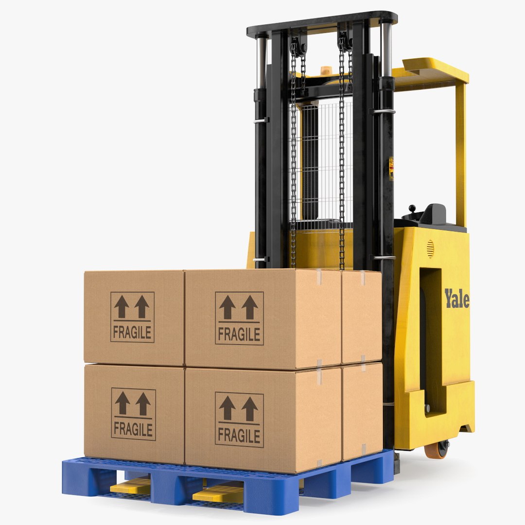Yale Electric Forklift with Pallet Load 3D model preview