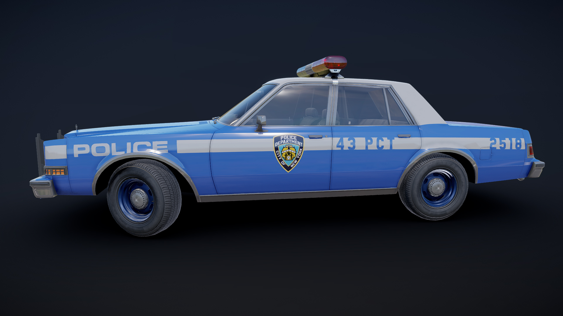 3D 80s NY police car PBR - TurboSquid 1809331