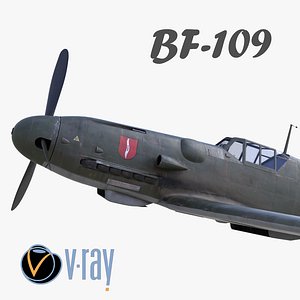 3D model BF-109 German fighter V-Ray materials(3)