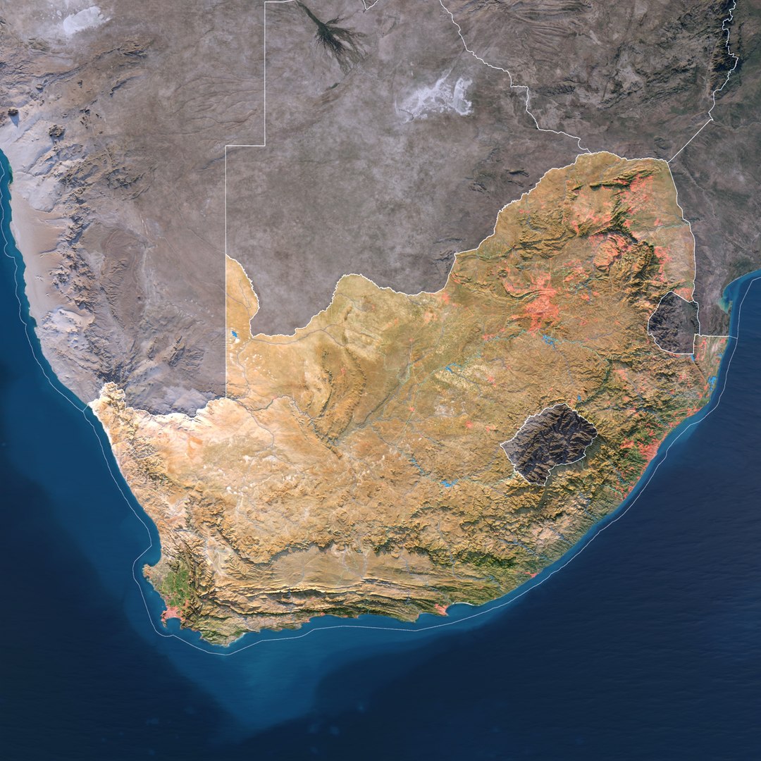 3D South Africa Map - 40K Realistic Satellite Terrain - Elevation Model ...