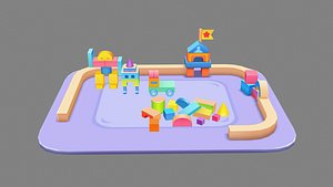 3D A bunch of building block toys model