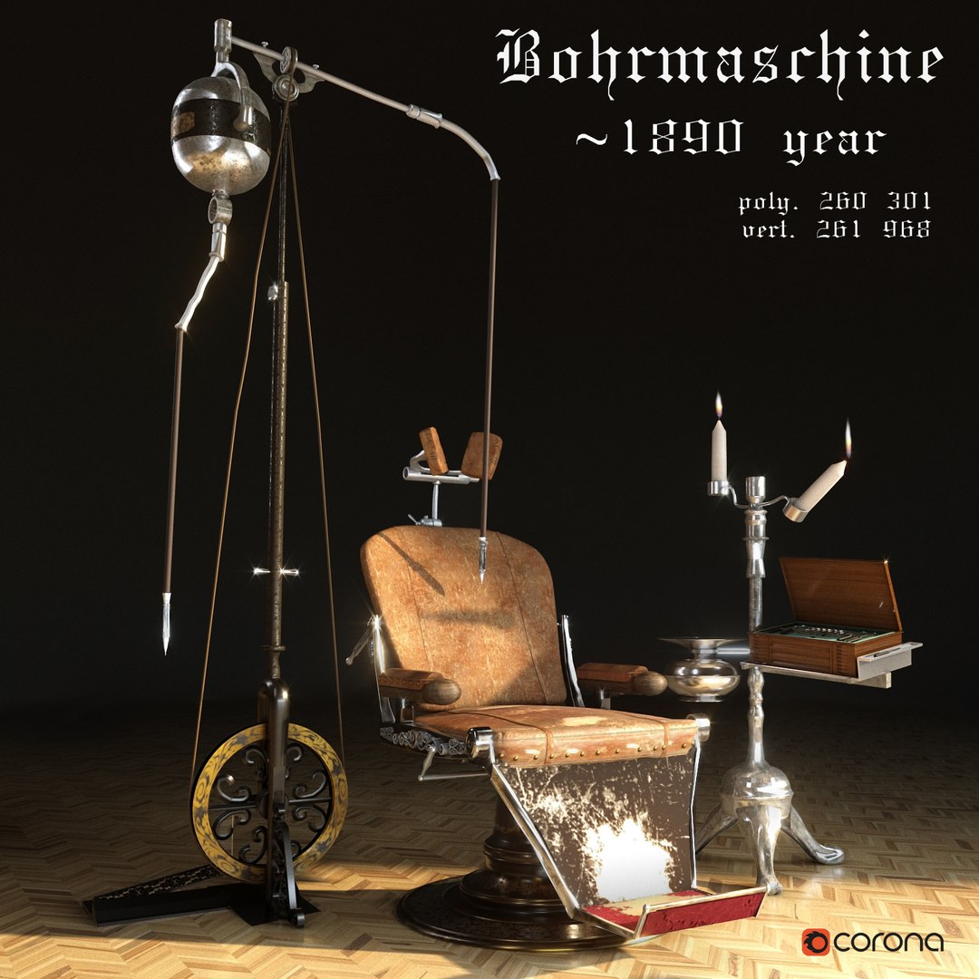 Vintage Dental Chair 3D TurboSquid 1240944