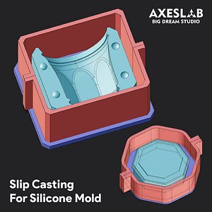 Silicone Cup Mold Housing  Slip Casting System 3D Model for Ceramic  Resin STL  OBJ  STEP