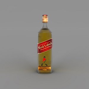 3D red label bottle model