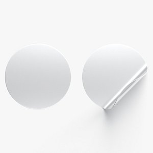 Two Round Stickers - silver flat and curled corners glutinous tally 3D model
