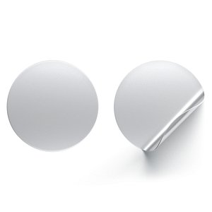 Two Round Stickers - silver flat and curled corners glutinous tally 3D model