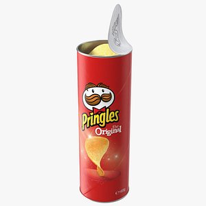 Open Pringles Original Potato Chips Can 3D model