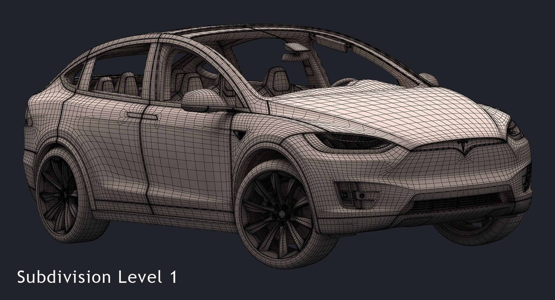 2017 Tesla X Interior 3d Model