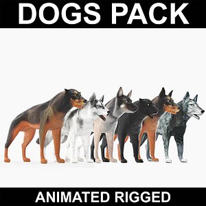 3d realistic dogs rigged shepherd