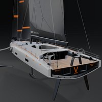 Baltic 111 Raven race yacht 3D model hydrofoil