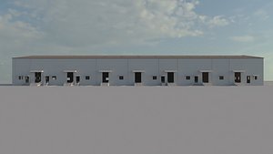 3D industrial warehouse building exterior and interior model