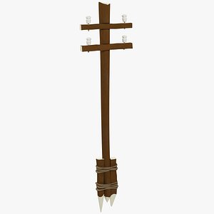 stylized old electric post 3D model