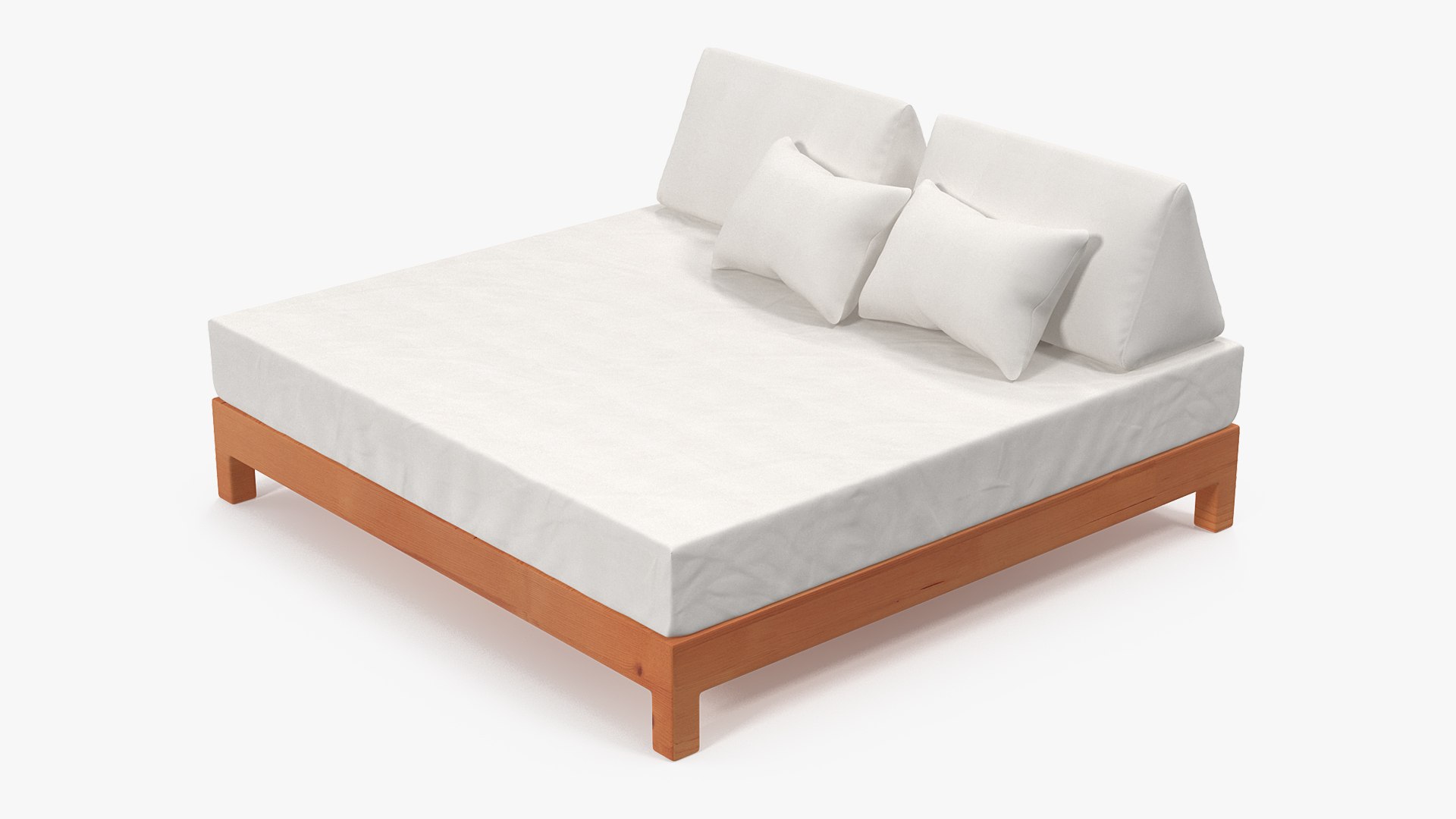 Wooden Kingsize Bed 3D model preview