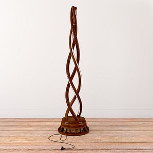 Wooden Twisted Floor Lamp 3D model