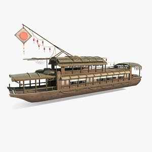 3D East Asian fishing boat shop model