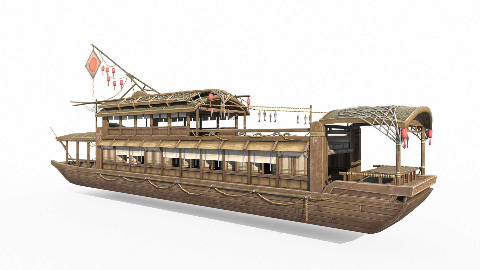 3D East Asian Fishing Boat Shop Model - TurboSquid 2050850