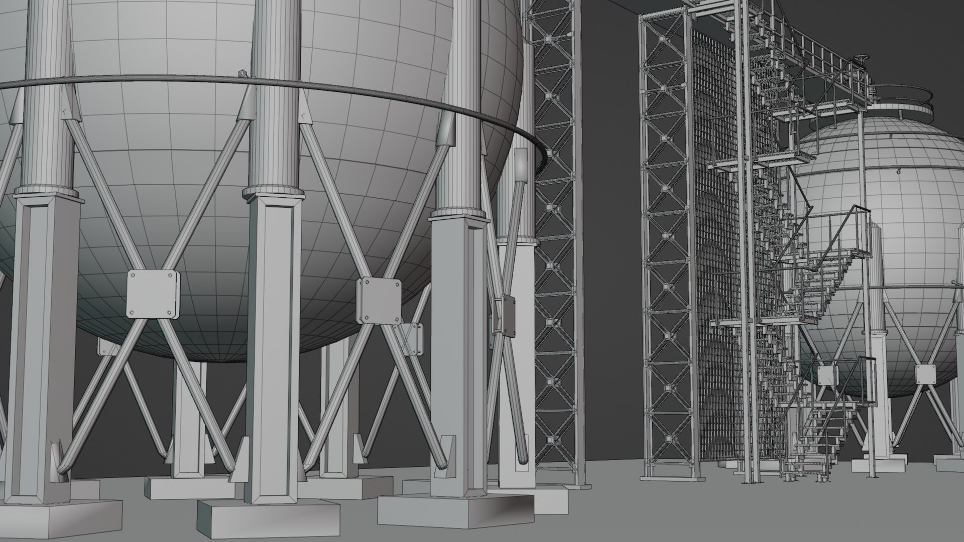 3D Realistic Twin Gas Storage - TurboSquid 2040798