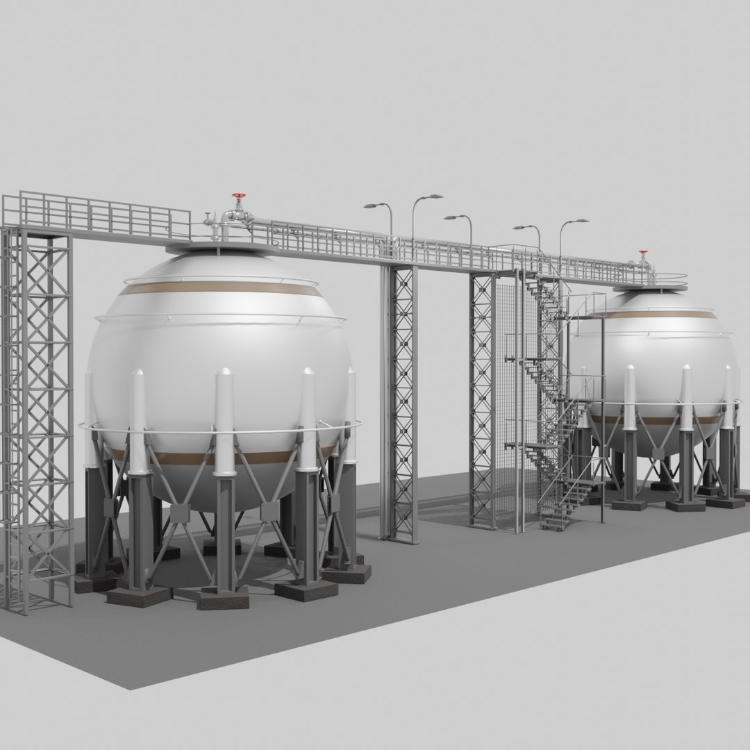 3D Realistic Twin Gas Storage - TurboSquid 2040798