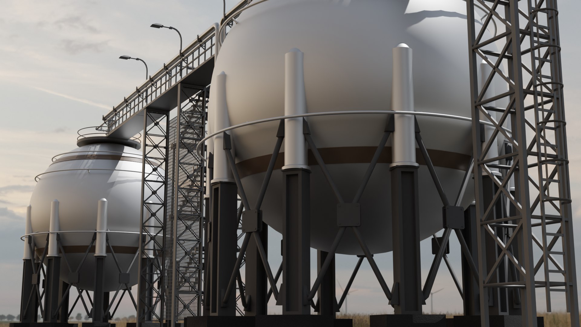 3D Realistic Twin Gas Storage - TurboSquid 2040798