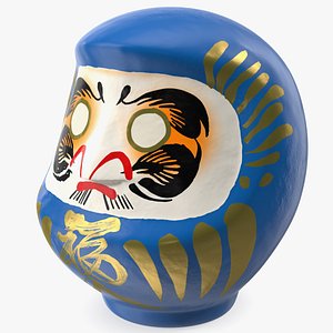 Traditional Japanese Daruma Doll Blue 3D model