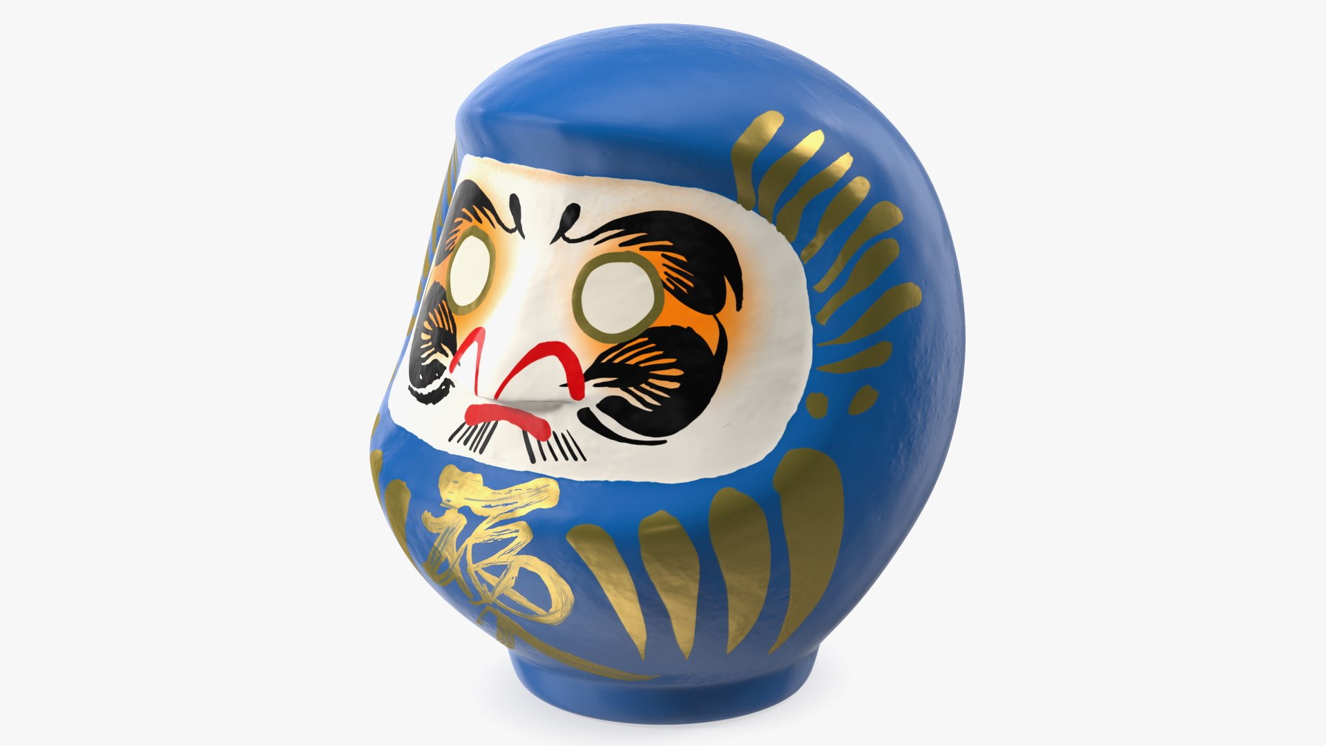 Traditional Japanese Daruma Doll Blue 3D model preview