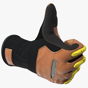 Safety Leather Gloves with Knuckle Guards Thumbs Up 3D model