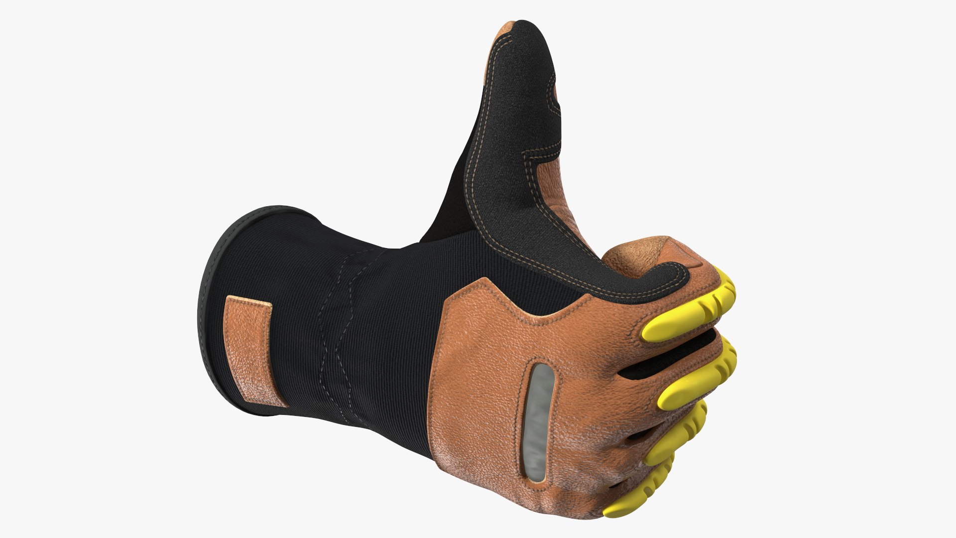 Safety Leather Gloves with Knuckle Guards Thumbs Up 3D model preview