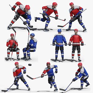 Hockey players poses model