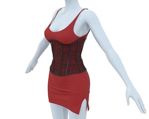 3D model Dress with Lace Corset