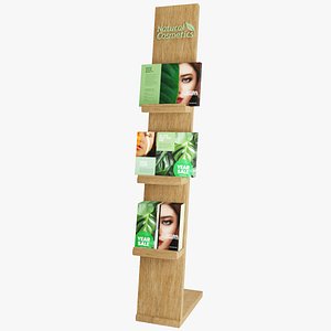 Floor wooden brochure stand magazine 3D model