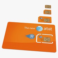 ATT Sim Card Different Sizes 3D Model
