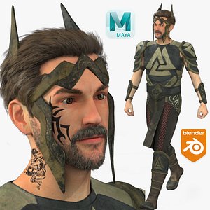 Realistic Rigged Western Action Warrior-Fighter Character 3D Model