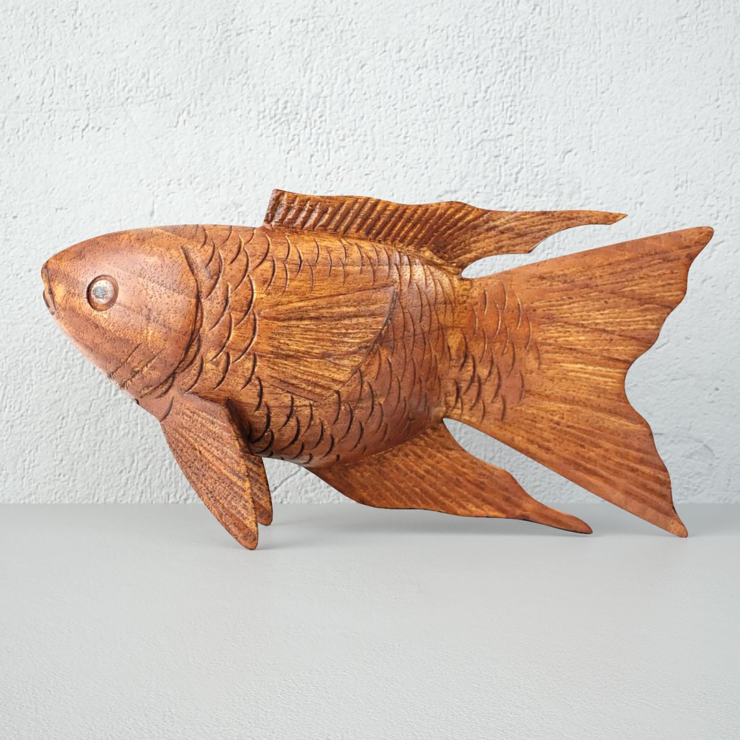 Hand Carved Koi Fish Statue Model TurboSquid 2129727