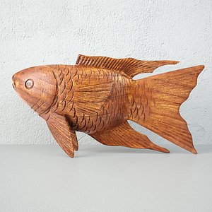 Hand Carved Koi Fish Statue model